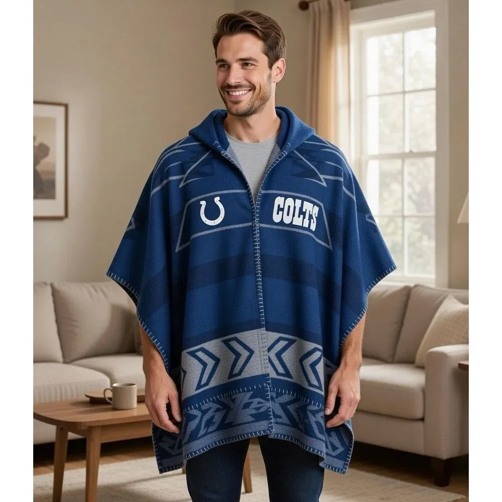 NFL COLTS Whipstitch Woven Poncho Jacket Blush Cape Team Apparel